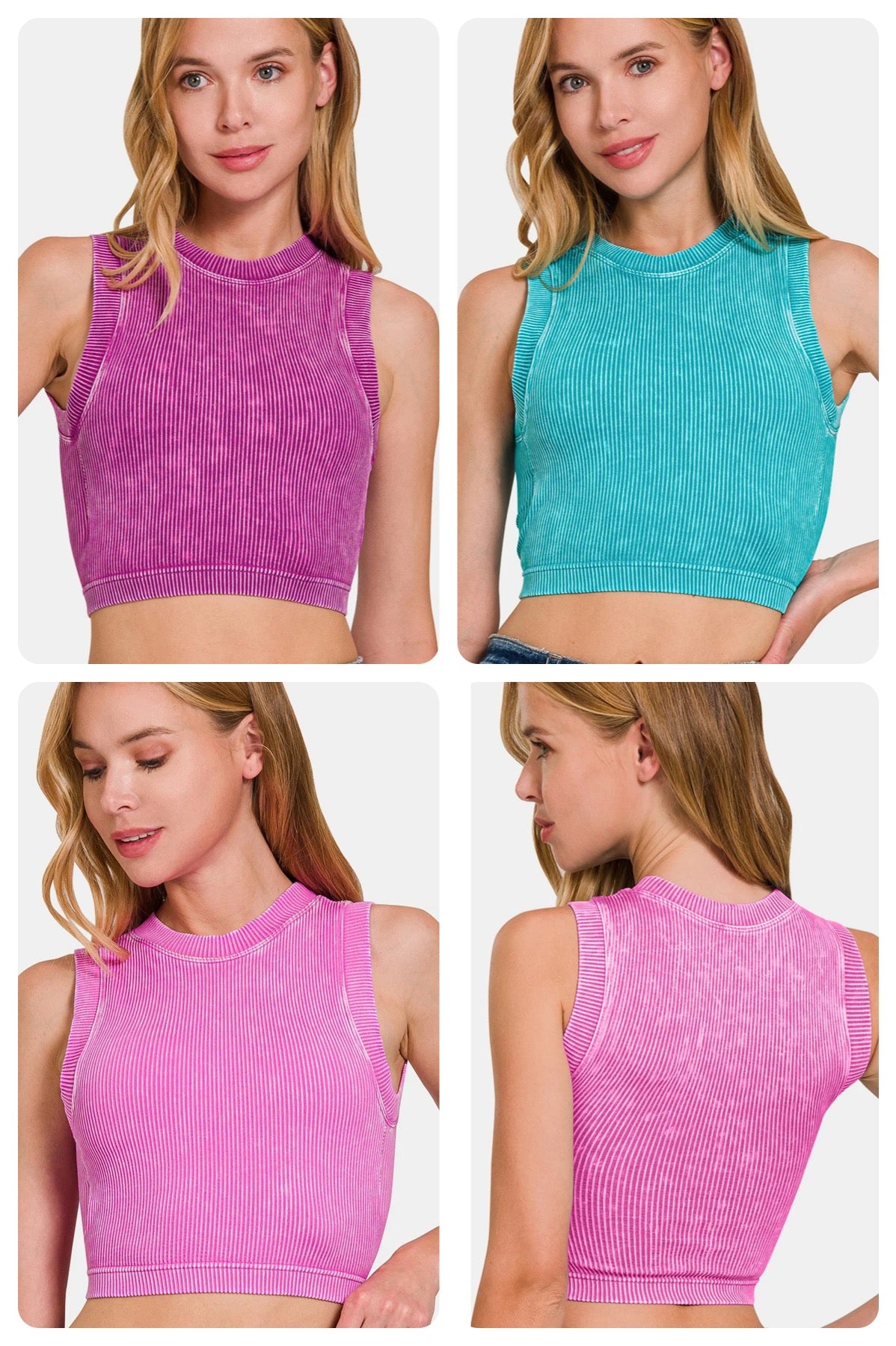 Seamless Crop Ribbed Tank with Bra Pads