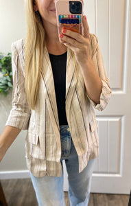 Linen Woven Striped Blazer