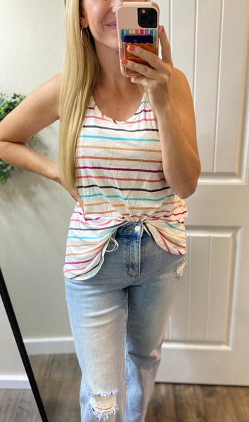 Round Neck Striped Tank