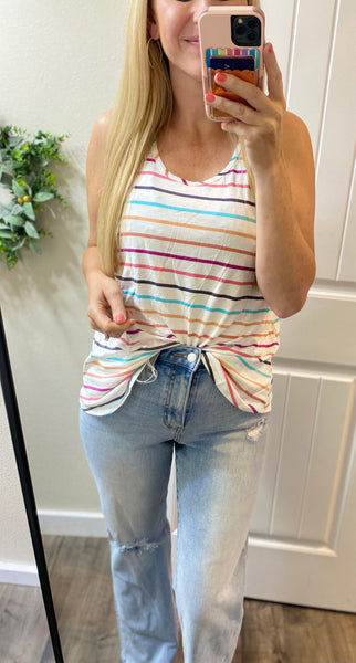 Round Neck Striped Tank