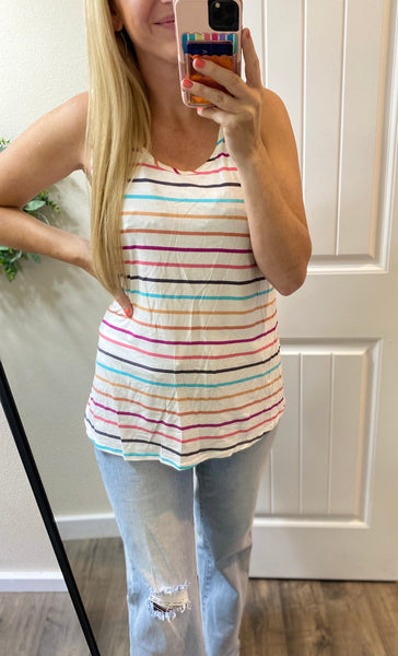 Round Neck Striped Tank