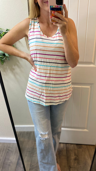 Round Neck Striped Tank