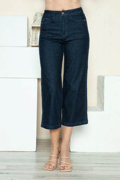 Judy Blue Cropped Braided Side Denim