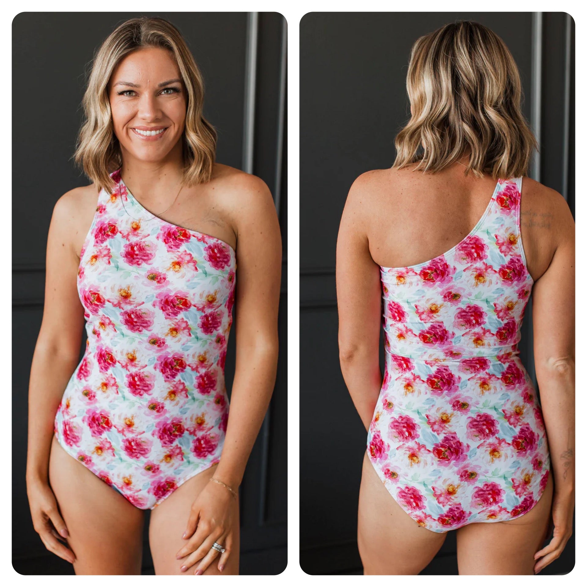 Tropical Floral One Shoulder Swimsuit (1 week)