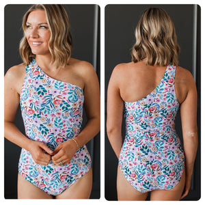 Ivory Floral One Shoulder Swimsuit (1 week) (Copy)