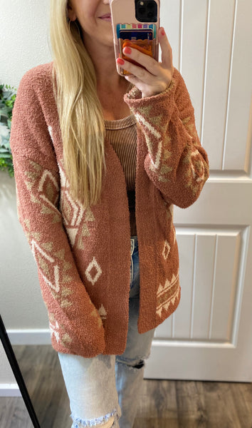 Rust Aztec Cardigan