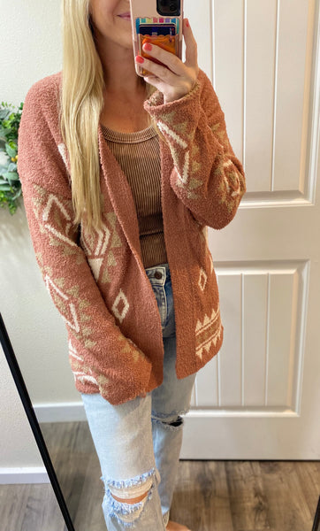 Rust Aztec Cardigan