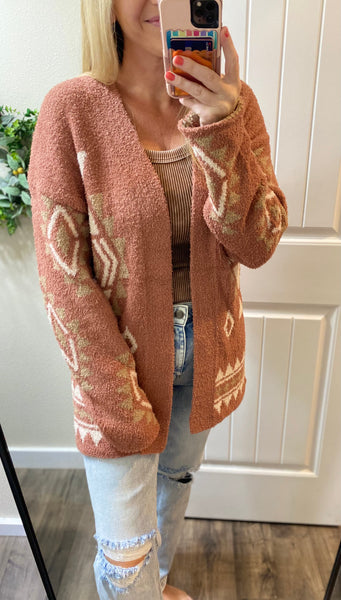 Rust Aztec Cardigan