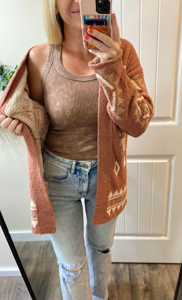 Rust Aztec Cardigan