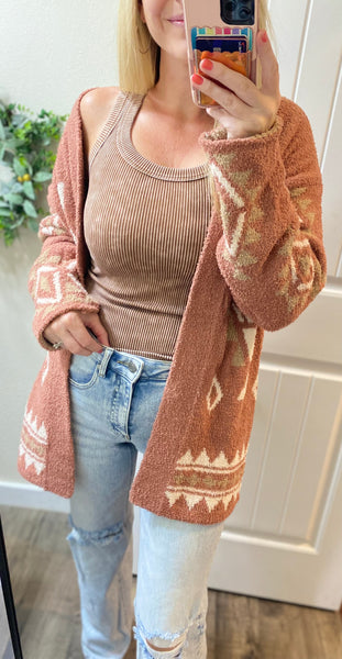 Rust Aztec Cardigan