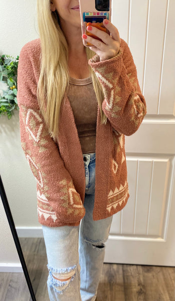 Rust Aztec Cardigan