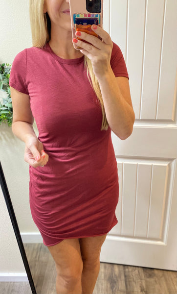 Wine Tulip Hem Dress