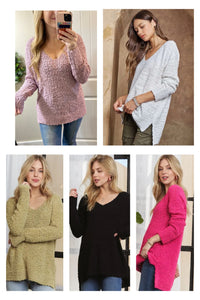 High-Low Side Slit Popcorn Sweaters