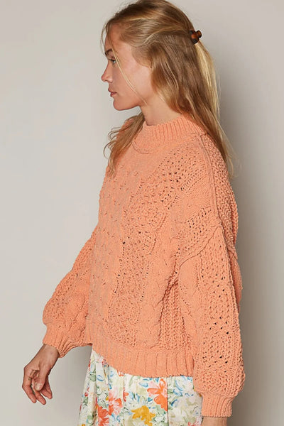 POL Mock Neck Plush Sweater