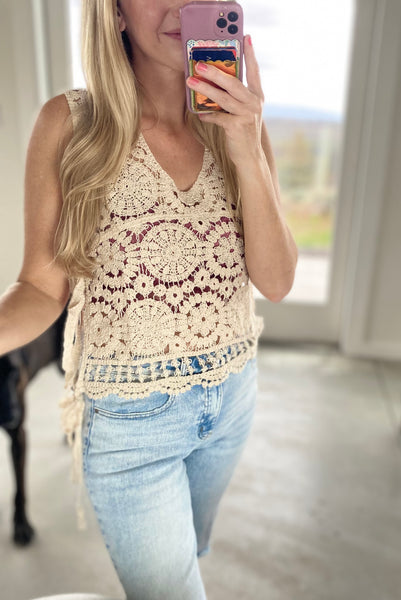 Crochet Boho Side Tie Top