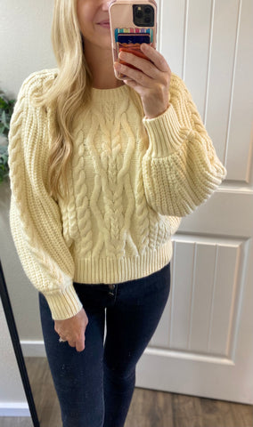 POL Cream Cutout Shoulder Sweater