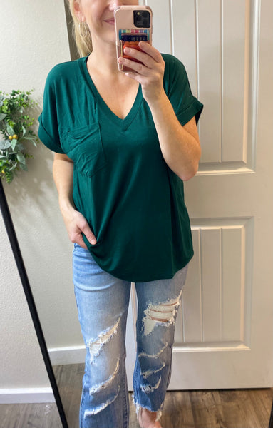 Boyfriend Rolled Sleeve Pocket Tee