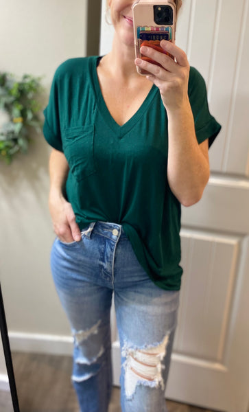 Boyfriend Rolled Sleeve Pocket Tee