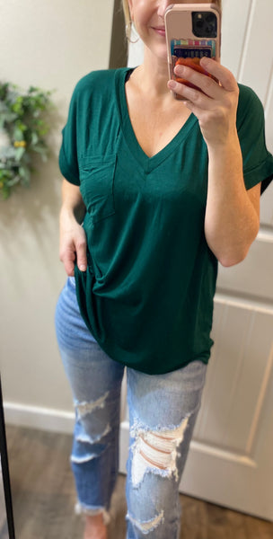 Boyfriend Rolled Sleeve Pocket Tee