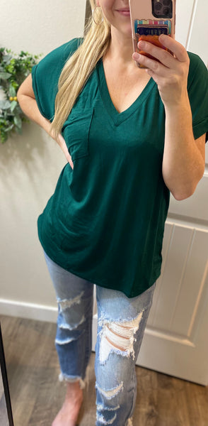 Boyfriend Rolled Sleeve Pocket Tee