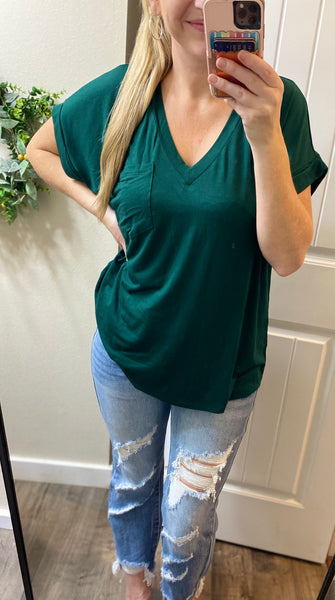 Boyfriend Rolled Sleeve Pocket Tee