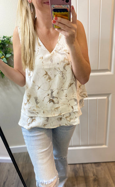 Sleeveless Marble Abstract Blouse