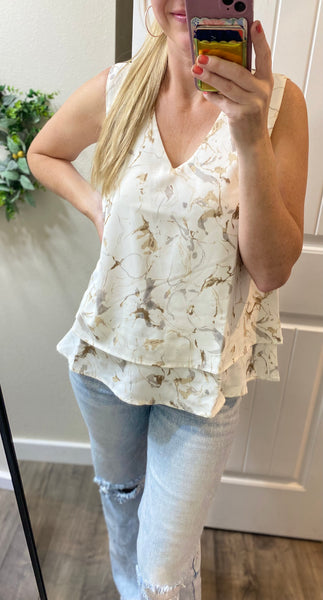 Sleeveless Marble Abstract Blouse