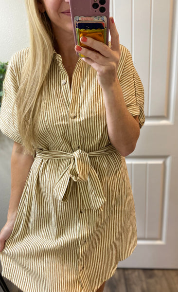 Button Down Textured Shirt Dress