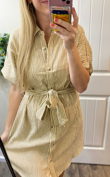 Button Down Textured Shirt Dress