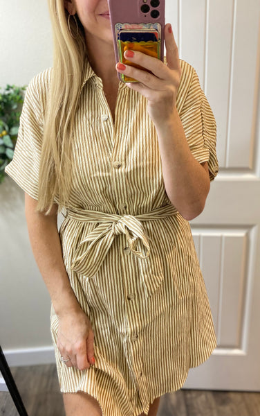 Button Down Textured Shirt Dress