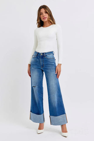 Judy Blue Wide Leg Cuff Denim