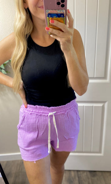 Lavender Gauze Shorts