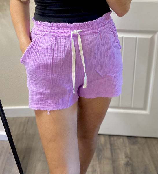 Lavender Gauze Shorts