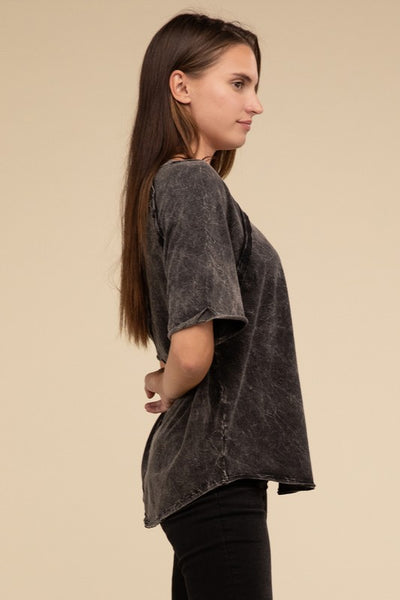 Back Patch Crinkle Soft Short Sleeve Tee