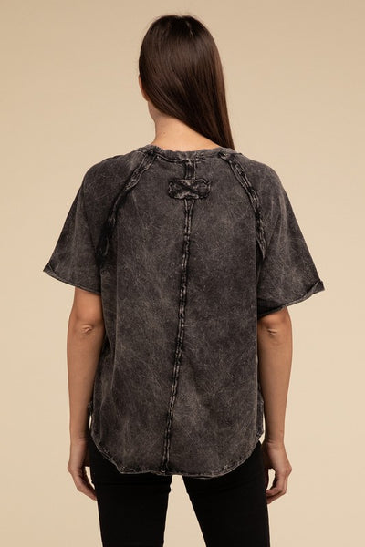 Back Patch Crinkle Soft Short Sleeve Tee