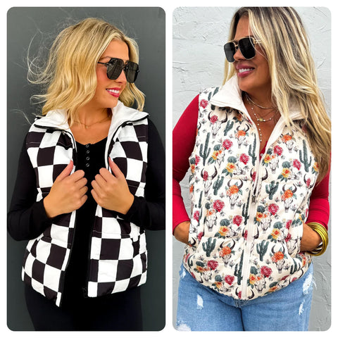 Preorder Checkered or Western  Puff Vest