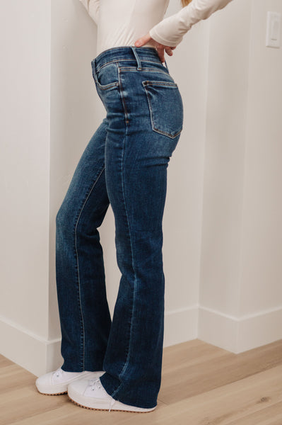 Judy Blue Mid-Rise Raw Hem Bootcut Jeans