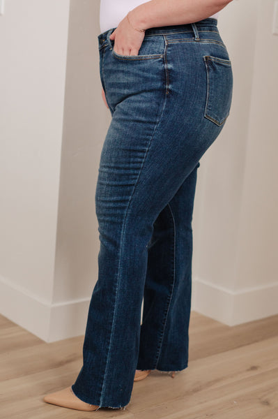 Judy Blue Mid-Rise Raw Hem Bootcut Jeans