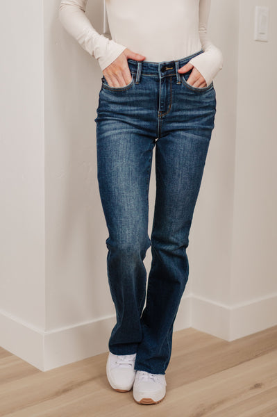 Judy Blue Mid-Rise Raw Hem Bootcut Jeans