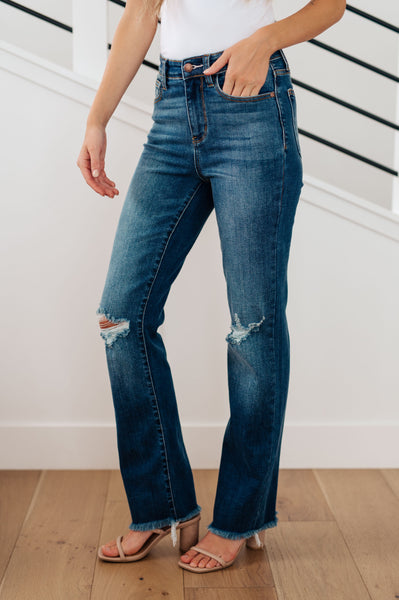 Judy Blue High Rise Distressed Straight Denim