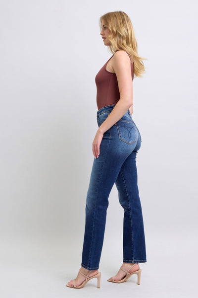 Judy Blue Dark Washed Straight Leg Thermal Jeans