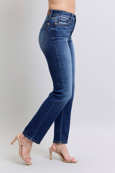 Judy Blue Dark Washed Straight Leg Thermal Jeans