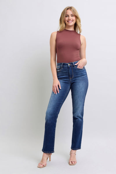 Judy Blue Dark Washed Straight Leg Thermal Jeans