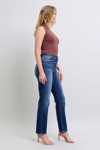 Judy Blue Dark Washed Straight Leg Thermal Jeans