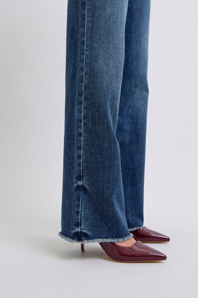 Judy Blue Dark Raw Hem Mid Rise Jeans