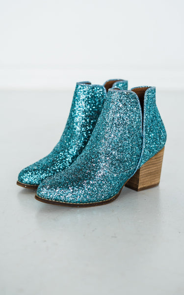 Fiera Glitter Booties in Blue