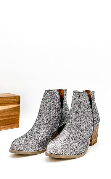 Fiera Glitter Booties in Pewter