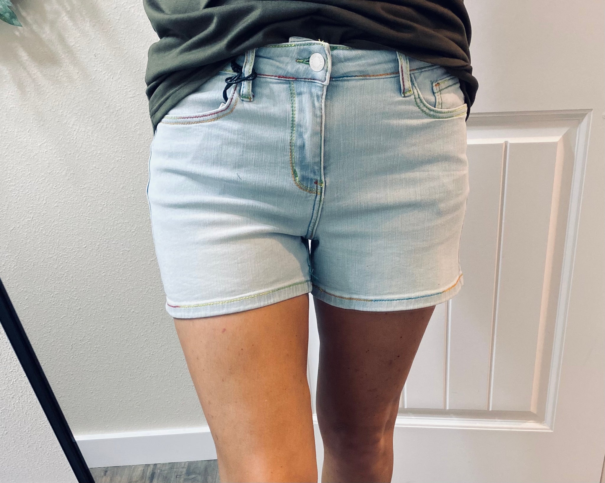 Marley Mid Rise Rainbow Thread Shorts