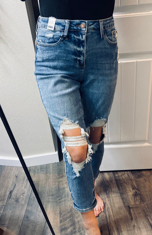 Judy Blue Distressed Knee Boyfriend Fit Denim