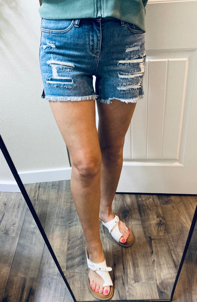 Judy Blue Distressed Slit Shorts